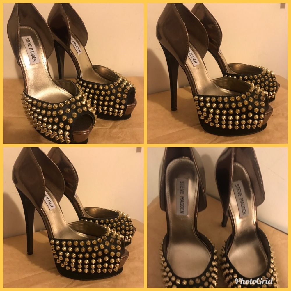 Steve Madden Black/Cooper with spikes heels
